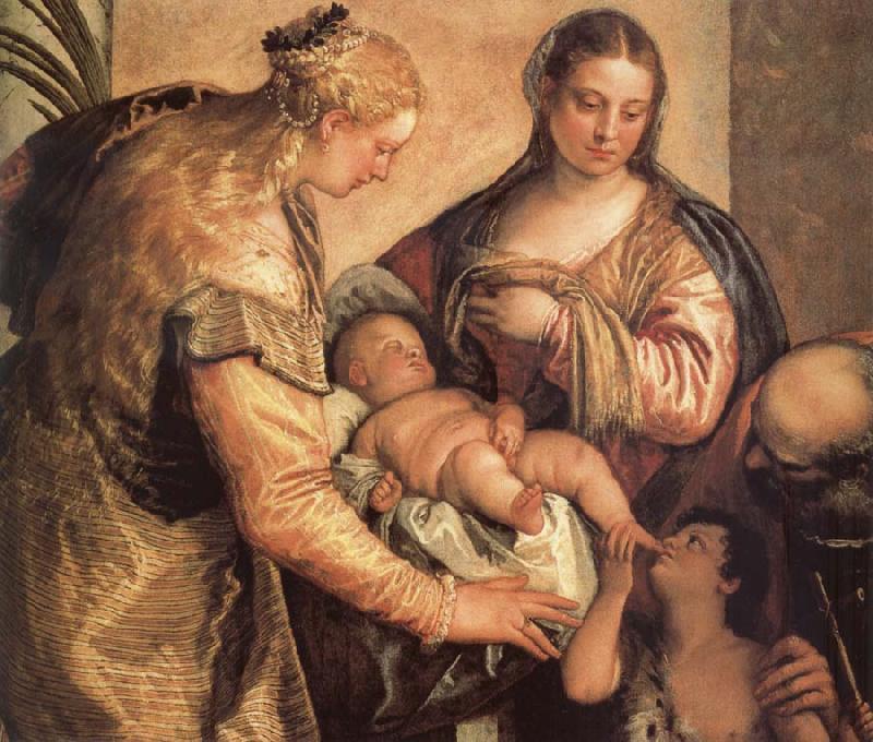 Paolo Veronese The Sacred one Famililia with Holy Barbara and the young one San Juan the Baptist one Sweden oil painting art